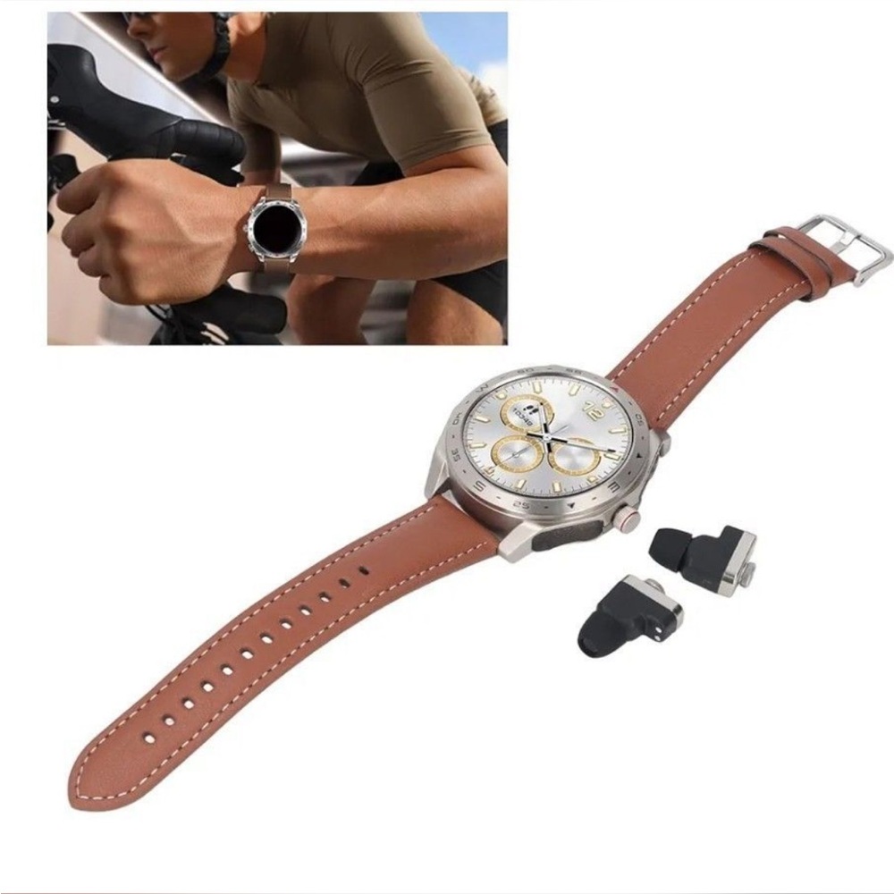 Brown Leather Strap Silver Watch
